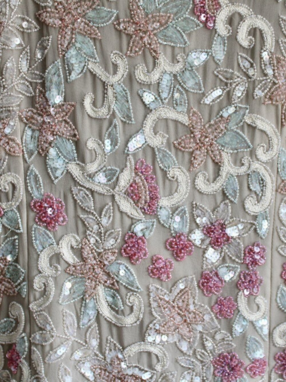 Adriana Papell VTG Silk Multicolor Pink Cream Beaded Sequin Shell Blouse Size 18 - Picture 5 of 5